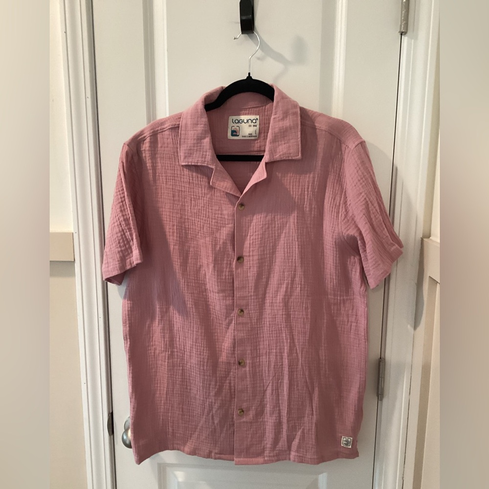 Laguna B Pink Casual Button Down Shirt